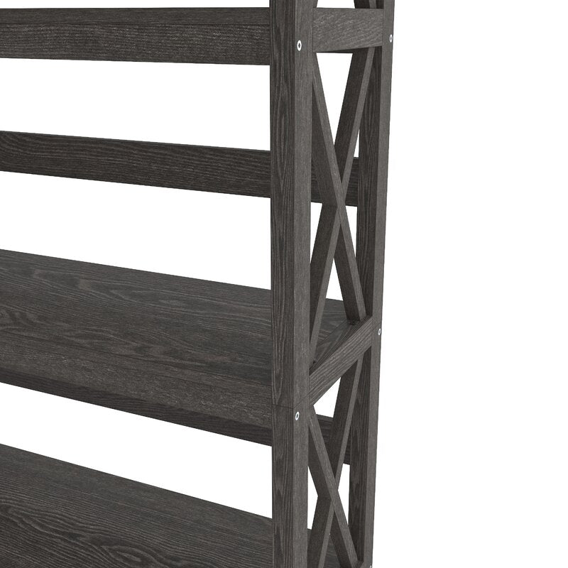 Dark Gray Standard Bookcase Modern Style and Display Space Five Shelves for Displaying Treasured Trinkets, Books, and More
