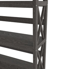 Dark Gray Standard Bookcase Modern Style and Display Space Five Shelves for Displaying Treasured Trinkets, Books, and More