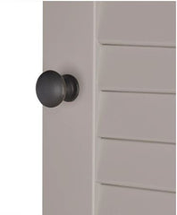 Corner Etagere Taupe Three Shelves Display your Mementos Lower Cabinet Provides Concealed Storage