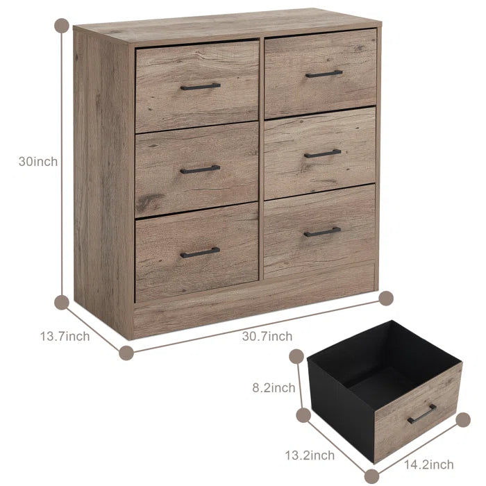 6 Drawer 30.8'' W Standard Solid Wood Dresser Perfect Organize