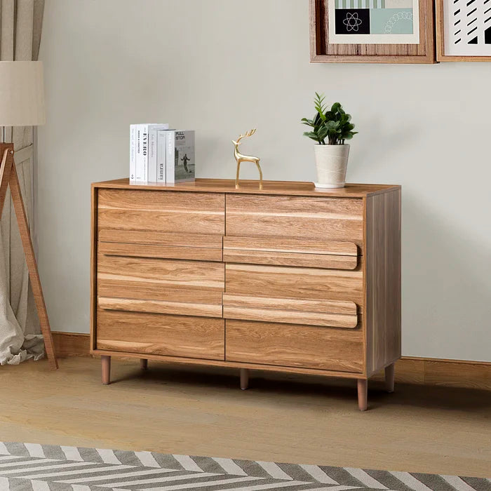 6 Drawer 48'' W Double Dresser Finish to Streamlined Silhouettes Design