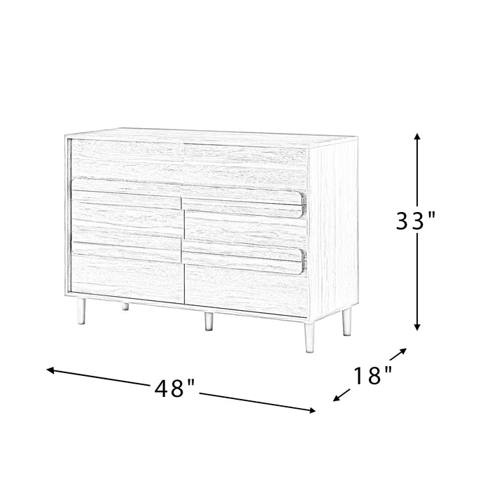 6 Drawer 48'' W Double Dresser Finish to Streamlined Silhouettes Design