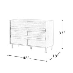 6 Drawer 48'' W Double Dresser Finish to Streamlined Silhouettes Design