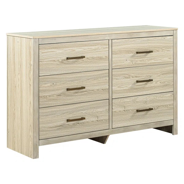 White 6 Drawer 54'' W Solid Wood Double Dresser