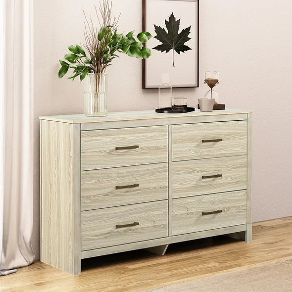 White 6 Drawer 54'' W Solid Wood Double Dresser
