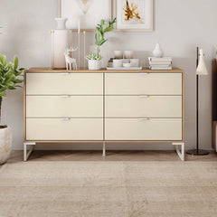 Light Brown/Cream 6 Drawer 57.1'' W Solid Wood Double Dresser