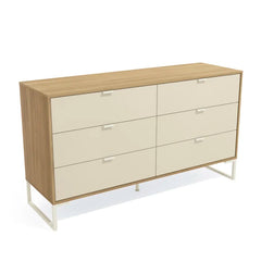 Light Brown/Cream 6 Drawer 57.1'' W Solid Wood Double Dresser
