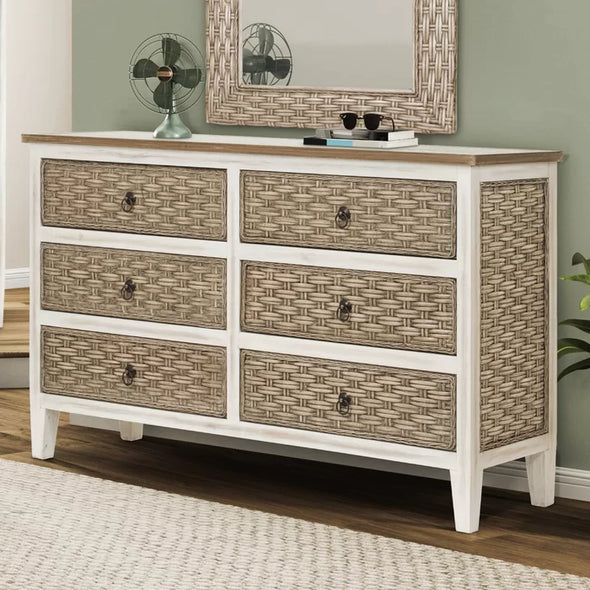 6 Drawer 58'' W Double Dresser Provide Plenty Storage Space Perfect Organize