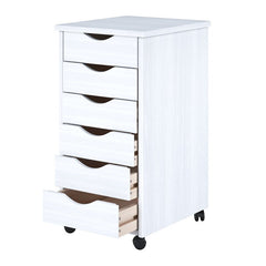 6 Drawer Rolling Storage Chest  Solid Pinewood Piece is Perched Atop Caster Wheels