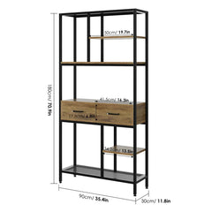 Rustic Brown 70.9'' H x 35.4'' W Iron Standard Bookcase Easy Gliding