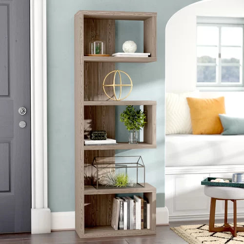 71'' H x 24.75'' W Geometric Bookcase Clean Lined and Asymmetrical Design