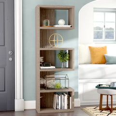71'' H x 24.75'' W Geometric Bookcase Clean Lined and Asymmetrical Design
