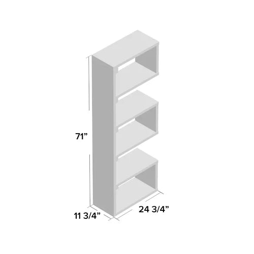 71'' H x 24.75'' W Geometric Bookcase Clean Lined and Asymmetrical Design