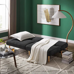 Dark Gray 72.4'' Wide Tufted Back Convertible Sofa High Density Cushions