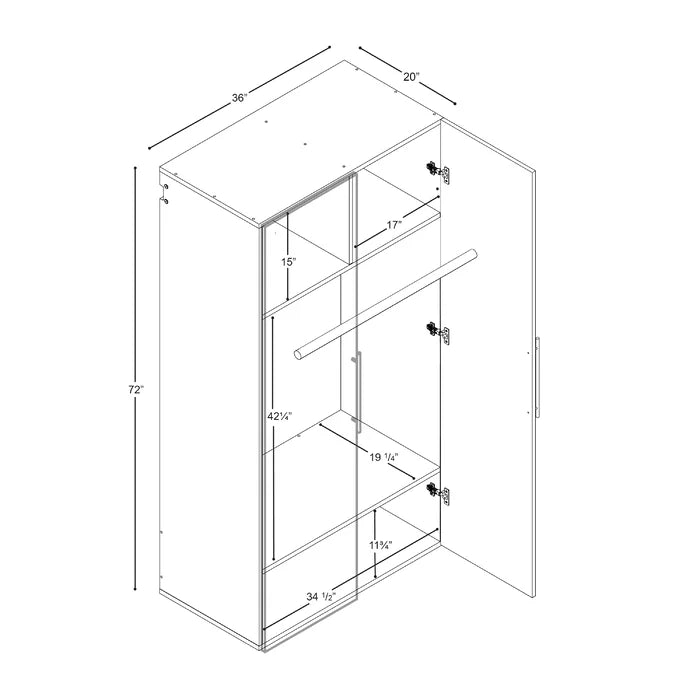 White 72" H x 36" W x 20" D Storage Cabinet Wall Mounted