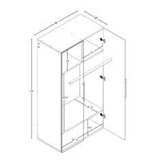 White 72" H x 36" W x 20" D Storage Cabinet Wall Mounted