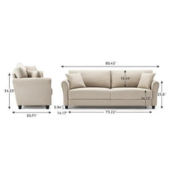 Beige 100% 85.4" Linen Flare Arm Sofa Comfort and Style Design