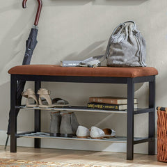 Black / Chocolate 8 Pair Shoe Storage Bench Stylish Home Accent
