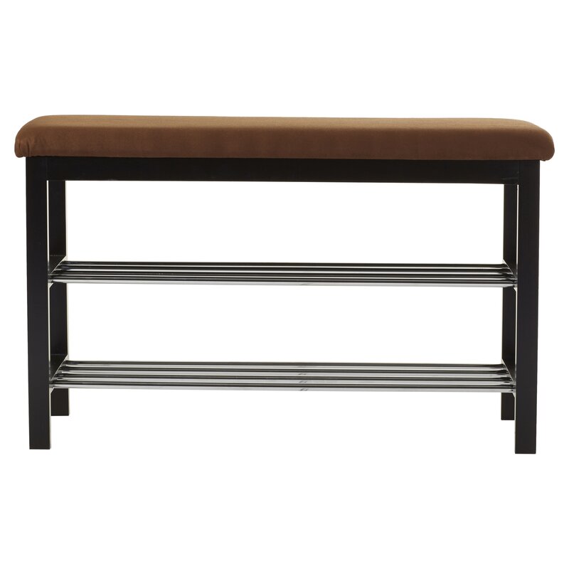 Black / Chocolate 8 Pair Shoe Storage Bench Stylish Home Accent