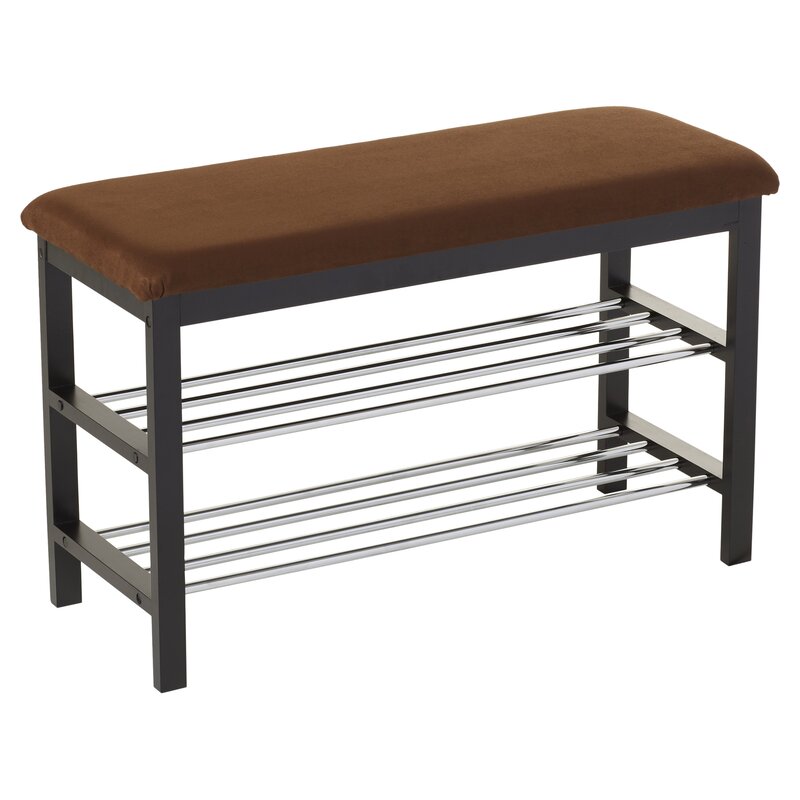 Black / Chocolate 8 Pair Shoe Storage Bench Stylish Home Accent