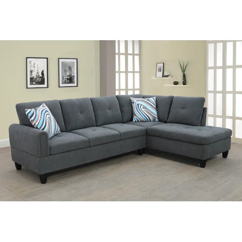 Dark Gray 97" Wide Right Hand Facing Sofa & Chaise Indoor Aesthetic Design