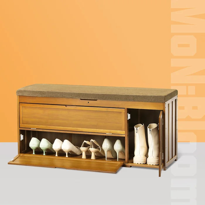 9 Pair Shoe Storage Bench Comfortable Upholstered Seat Sturdy Durable