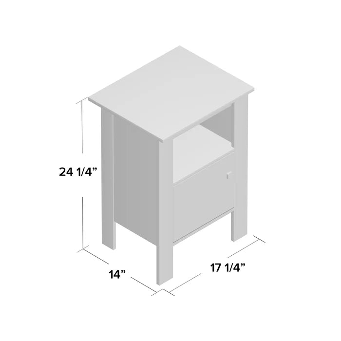 White Aadi 24'' Tall Nightstand Perfect for Bedside Provide Storage Space