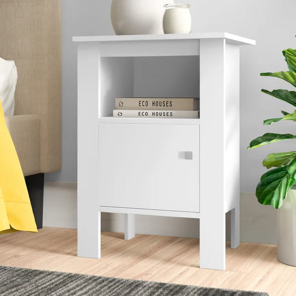 White Aadi 24'' Tall Nightstand Perfect for Bedside Provide Storage Space