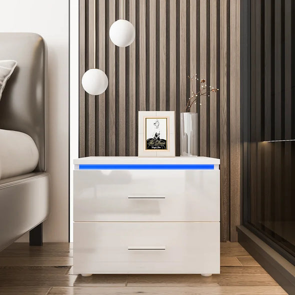 White Aaeesha 15.4'' Tall 2 - Drawer Nightstand Provide Storage Space