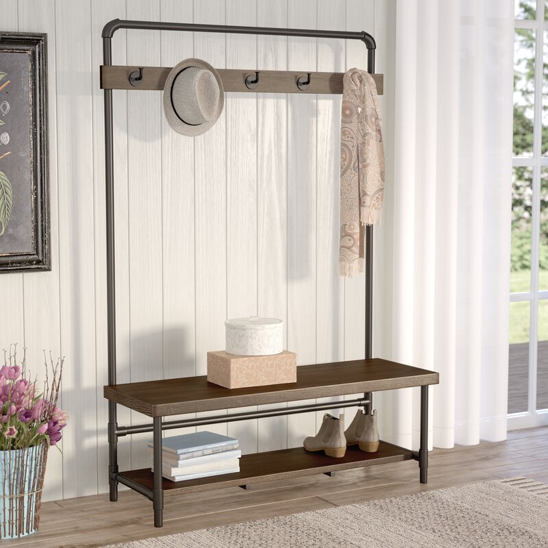 47'' Wide Hall Tree with Shoe Storage Perfect Balance of Clean-Lined, Modern Sophistication and Effortlessly Rustic Perfect for Organize