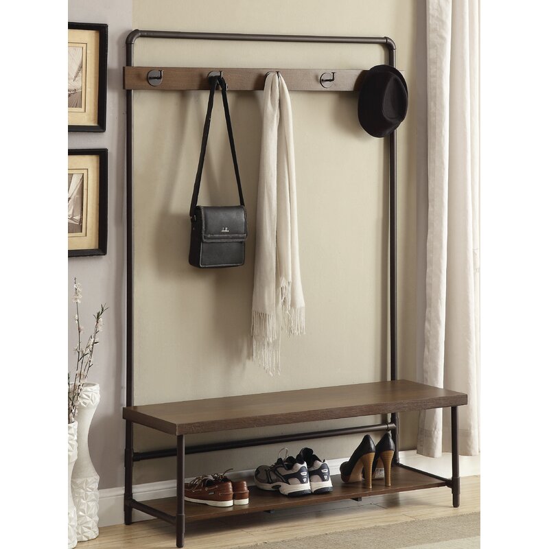 47'' Wide Hall Tree with Shoe Storage Perfect Balance of Clean-Lined, Modern Sophistication and Effortlessly Rustic Perfect for Organize