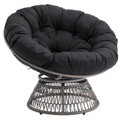 Black 100% Polyester 40'' Wide Tufted Swivel Papasan Chair