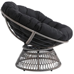 Black 100% Polyester 40'' Wide Tufted Swivel Papasan Chair