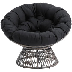 Black 100% Polyester 40'' Wide Tufted Swivel Papasan Chair