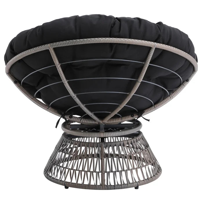 Black 100% Polyester 40'' Wide Tufted Swivel Papasan Chair