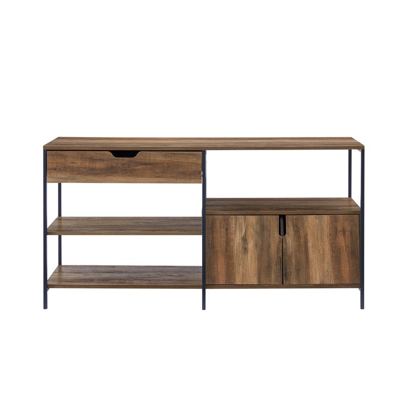 Rustic Oak TV Stand for TVs up to 65" Multi-Use Storage shelf Stage it As An Office Organizer Or Use it As A Living Room