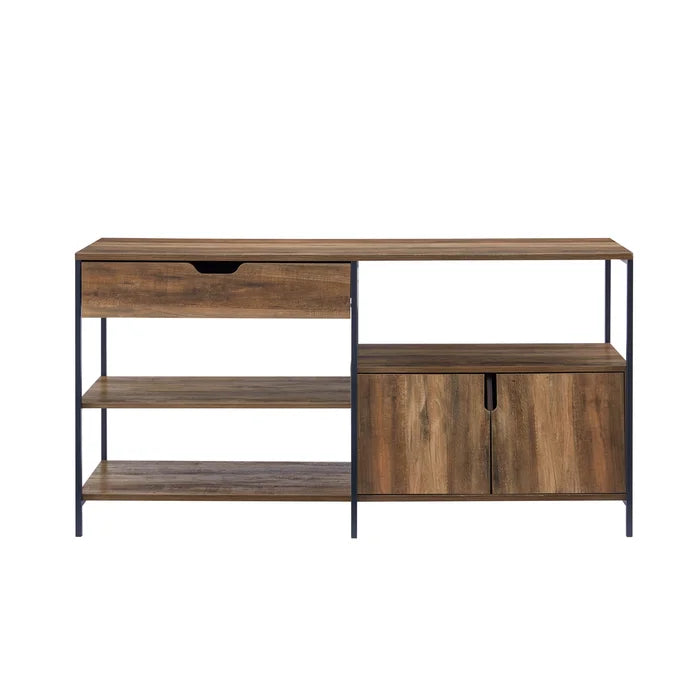 Rustic Oak Aaric TV Stand for TVs up to 65" Multi-Use Storage Shelf Manufactured Wood Metal