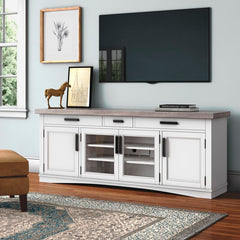 Abalone TV Stand for TVs up to 85" Glass Double Door Compartment