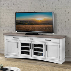 Abalone TV Stand for TVs up to 85" Glass Double Door Compartment