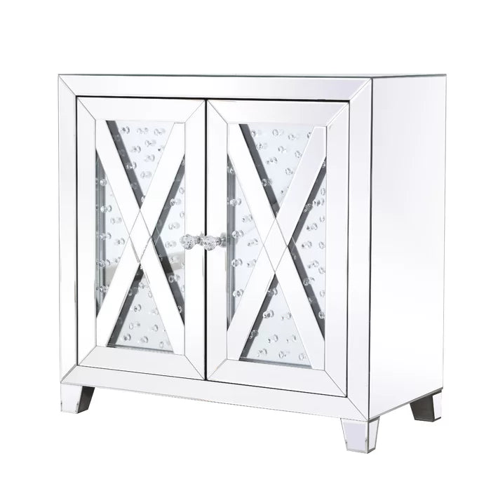 Clear Mirror Abasi 28'' Tall Nightstand Vibrant Floating-Clear Crystal