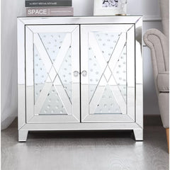 Clear Mirror Abasi 28'' Tall Nightstand Vibrant Floating-Clear Crystal