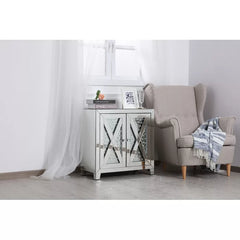 Clear Mirror Abasi 28'' Tall Nightstand Vibrant Floating-Clear Crystal