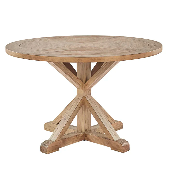 30" H x 48" L x 48" D Abasi Pedestal Dining Table Hourglass Shaped Pedestal Base