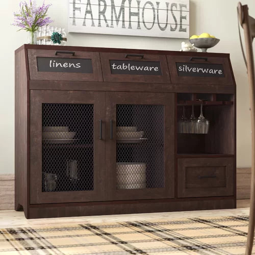 Vintage Walnut Abdirahman 47.2'' Wide 4 Drawer Server Bring Farmhouse Style to your Dining Space