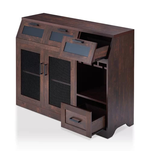 Vintage Walnut Abdirahman 47.2'' Wide 4 Drawer Server Bring Farmhouse Style to your Dining Space