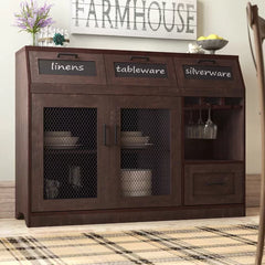 Vintage Walnut Abdirahman 47.2'' Wide 4 Drawer Server Bring Farmhouse Style to your Dining Space