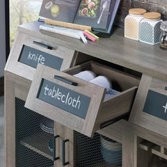 47.2'' Wide 4 Drawer Server Bring Farmhouse Style to your Dining Space Metal Mesh