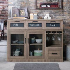 47.2'' Wide 4 Drawer Server Bring Farmhouse Style to your Dining Space Metal Mesh