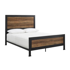 Rustic Oak Abdon Queen Low Profile Standard Bed Design