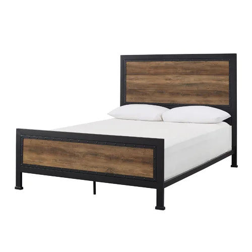 Rustic Oak Abdon Queen Low Profile Standard Bed Design